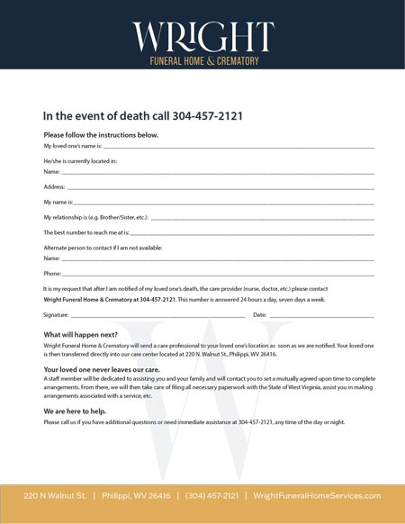 In Case of Death Please Notify